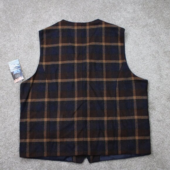 Madison Creek Wool Vest NWT Mens 2XL XXL Brown/Blue Plaid Asheville Poly Lined - Picture 11 of 16